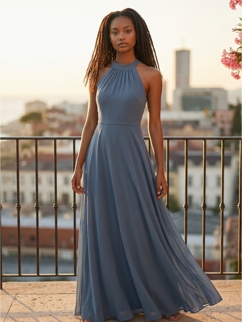 10 Jenny Yoo Crepe Halter Gown in Silverstone